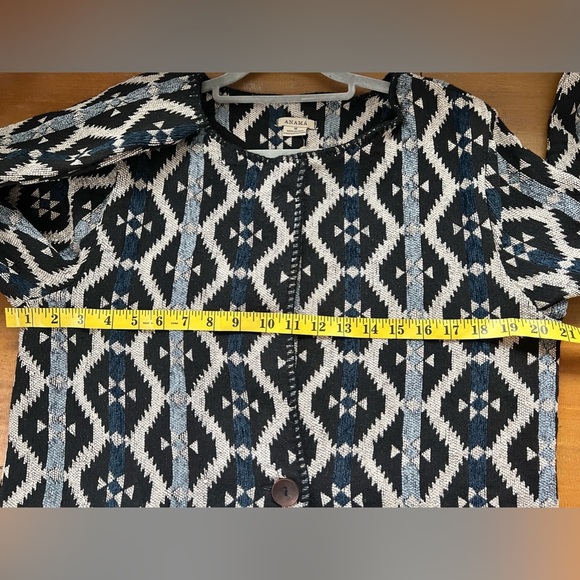 Anama Southwestern Geometric Tapestry Coat Blue Black Woven Jacket NWT Size M - Picture 15 of 17